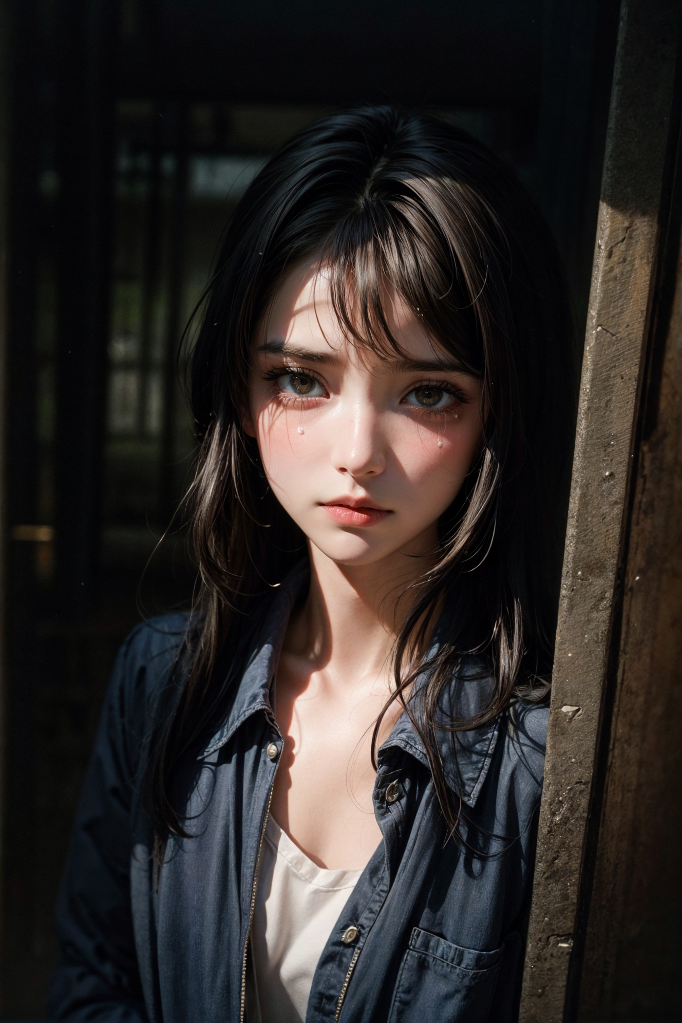 606247209521969540-2615801921-portrait of 1girl by Bill Henson,depressed,tears,streaming tears,ruins,shadows,dramatic lighting,sunset,_contemporary,dark,expre.jpg